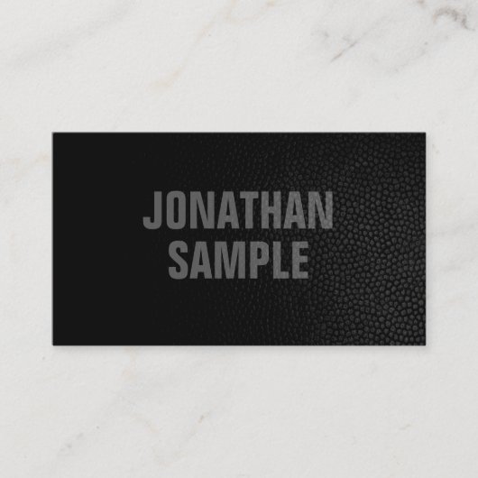 Moderne Elegante Sjabloon Zwart Lederen Look Visitekaartje (Voorkant)