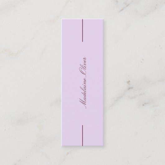 Moderne Elegante Slanke Solicitor Lavender Mini Visitekaartje (Voorkant)