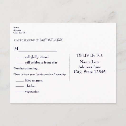 Moderne Elegante Sliert van Lichten Blauwe Huwelij Uitnodiging Briefkaart (Achterkant)