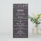Moderne Elegante Sliert van Lichten Bruiloft Parti Menu (Staand voorkant)