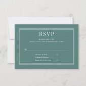 Moderne Elegante Smaragdgroene Bruiloft RSVP Kaartje (Voorkant)