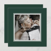 Moderne Elegante Smaragdgroene en Witte Trouw  Kaart (Voorkant / Achterkant)