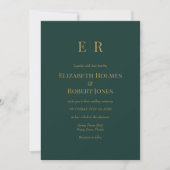 Moderne Elegante Smaragdgroene Monogram Trouw Kaart (Voorkant)
