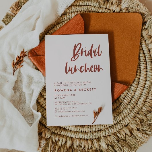 Moderne elegante sneeuwroze Bridal luncheon Kaart