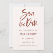 Moderne, elegante sneeuwroze foto save the date (Achterkant)