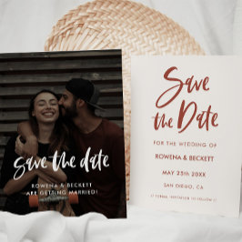 Moderne, elegante sneeuwroze foto save the date