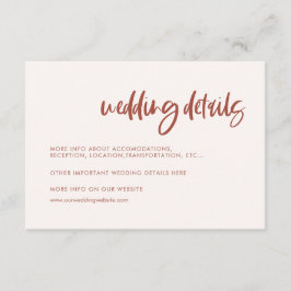 Moderne elegante sneeuwroze trouwdetails informatiekaartje