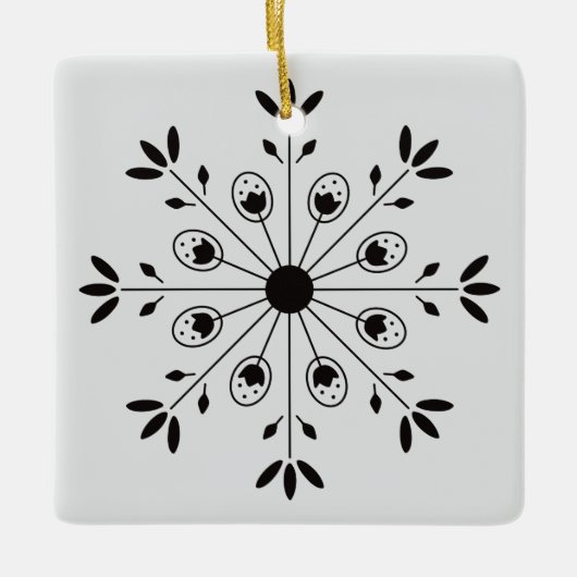 Moderne Elegante Sneeuwvlok Kerstmis Keramisch Ornament (Voorkant)