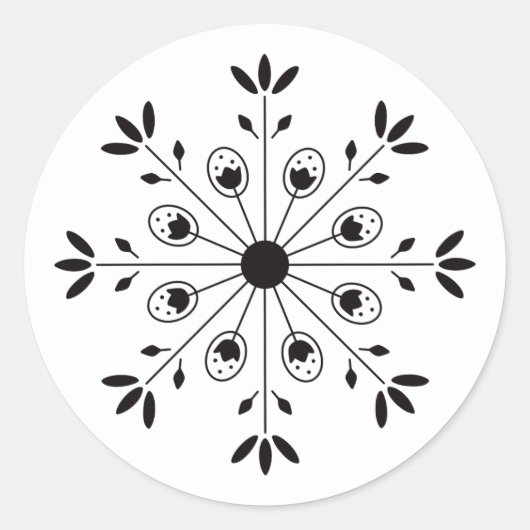 Moderne Elegante Sneeuwvlok Kerstmis Ronde Sticker (Voorkant)