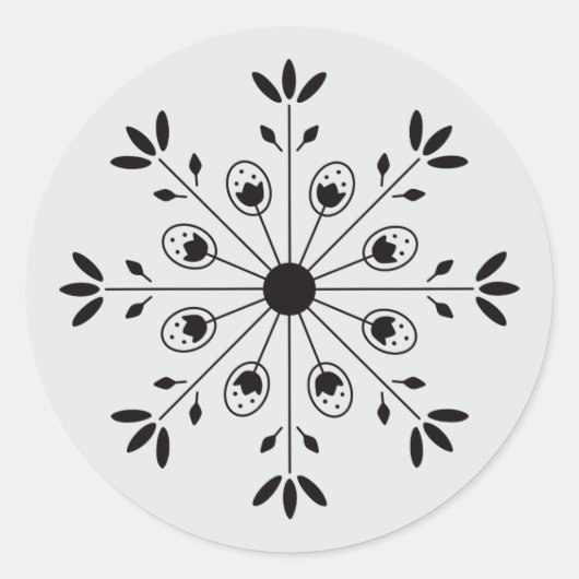 Moderne Elegante Sneeuwvlok Kerstmis Ronde Sticker (Voorkant)