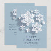 Moderne Elegante Sneeuwvlokken Kerstgroet Feestdagenkaart (Voorkant / Achterkant)
