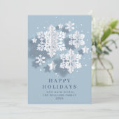 Moderne Elegante Sneeuwvlokken Kerstgroet Feestdagenkaart (Staand voorkant)