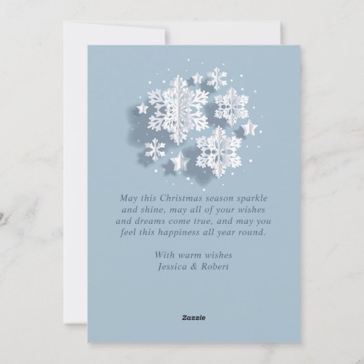 Moderne Elegante Sneeuwvlokken Kerstgroet Feestdagenkaart (Achterkant)