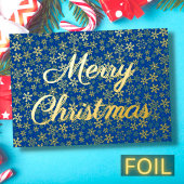 Moderne elegante snowflake Merry-kerstblauw Folie Feestdagenkaart