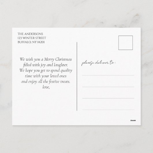 Moderne Elegante Snowy Pine Trees Vrolijk Kerstfee Feestdagenkaart (Achterkant)