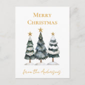 Moderne Elegante Snowy Pine Trees Vrolijk Kerstfee Feestdagenkaart (Voorkant)