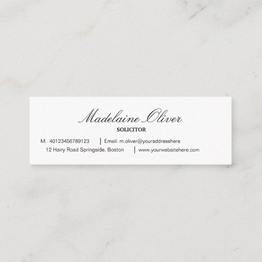 Moderne Elegante Solicitor Professionele Mosterd Mini Visitekaartje (Achterkant)