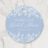 Moderne Elegante 'Something Blue' Bruidsmeisjesfee Bedankjes Labels (Voorkant)