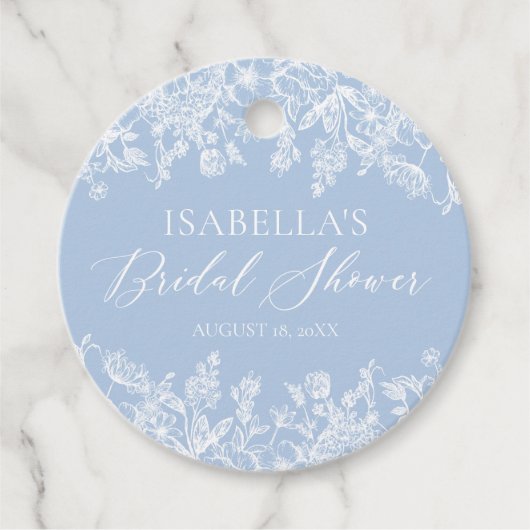 Moderne Elegante 'Something Blue' Bruidsmeisjesfee Bedankjes Labels (Voorkant)