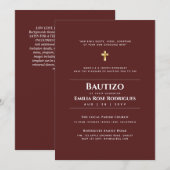 Moderne elegante Spaanse doop in het Engels en Spa Kaart (Voorkant / Achterkant)