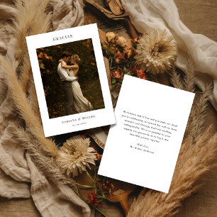 Moderne Elegante Spaanse Trouw Gracias Foto Bedankkaart