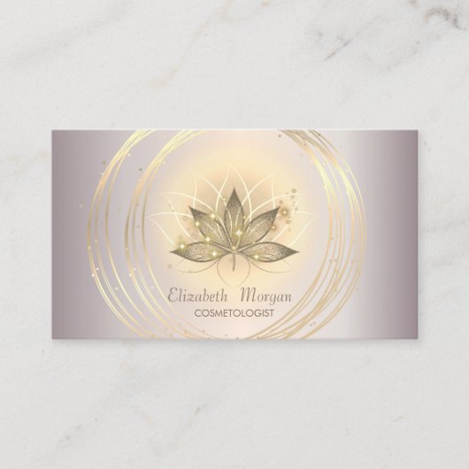 Moderne Elegante Sparkle Gouden Cirkels Lotus Visitekaartje (Voorkant)