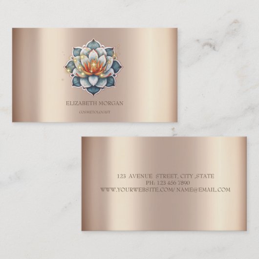 Moderne elegante Sparkle Lotus Visitekaartje (Voorkant / Achterkant)