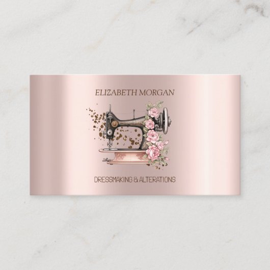 Moderne elegante stijlvolle diamanten naaimachine visitekaartje (Voorkant)