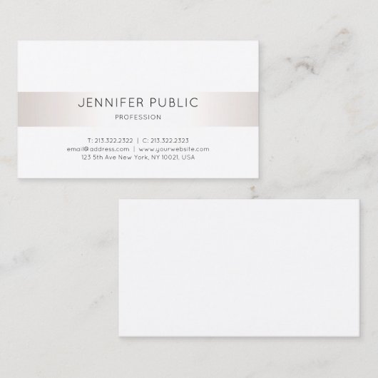 Moderne, elegante, stijlvolle Faux Silver Plain Lu Visitekaartje (Voorkant / Achterkant)