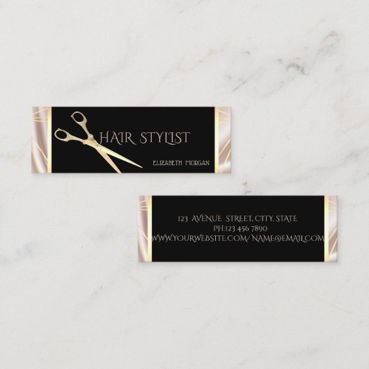 Moderne, elegante, stijlvolle Geometrische Gold-sc Mini Visitekaartje (Voorkant / Achterkant)