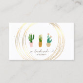 Moderne elegante stijlvolle, gouden cirkels Cactus Visitekaartje (Voorkant)