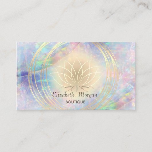 Moderne elegante stijlvolle, gouden cirkels Lotus  Visitekaartje (Voorkant)