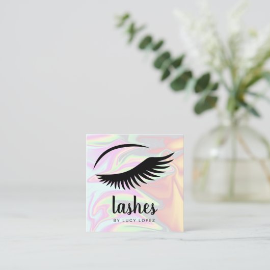 Moderne, elegante, stijlvolle holografische zweeps vierkante visitekaartje (Staand voorkant)