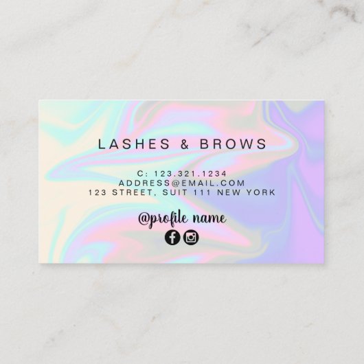 Moderne, elegante, stijlvolle holografische zweeps visitekaartje (Achterkant)