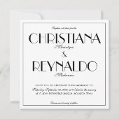 Moderne, elegante, stijlvolle Roaring 20s bruiloft Kaart (Voorkant)