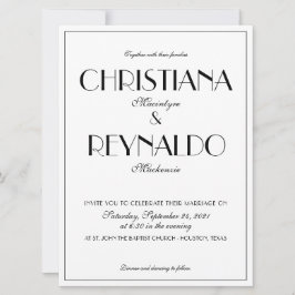 Moderne, elegante, stijlvolle Roaring 20s bruiloft Kaart