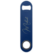 Moderne elegante stijlvolle trendy blauwe monogram speed flessenopener (Achterkant)
