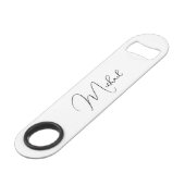 Moderne elegante stijlvolle trendy zwarte monogram speed flessenopener (Achterkant Gekanteld)