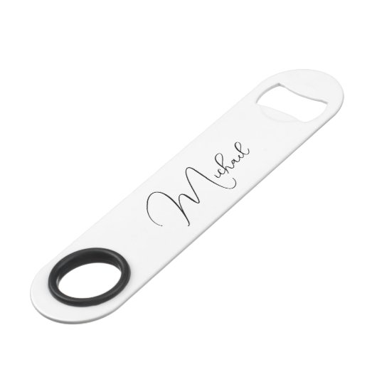 Moderne elegante stijlvolle trendy zwarte monogram speed flessenopener (Achterkant Gekanteld)