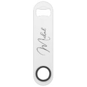 Moderne elegante stijlvolle trendy zwarte monogram speed flessenopener (Voorkant)