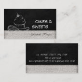 Moderne elegante stijlvolle zilveren glittercupcak visitekaartje (Voorkant / Achterkant)