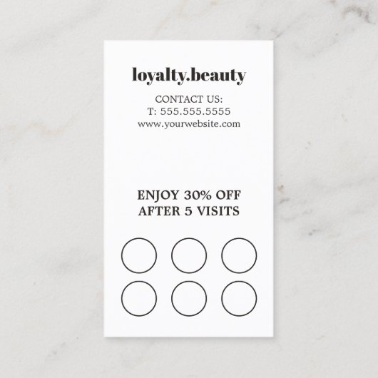 Moderne elegante stijlvolle zwart wit kapsalon klantenkaartje (Achterkant)