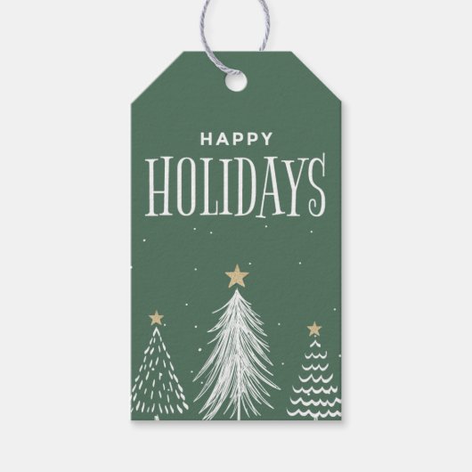 Moderne Elegante Stof Groen Prettig Feest Cadeaulabel (Voorkant)