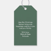 Moderne Elegante Stof Groen Prettig Feest Cadeaulabel (Achterkant)