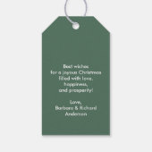 Moderne Elegante Stof Groen Prettig Kerstfeest Cadeaulabel (Achterkant)