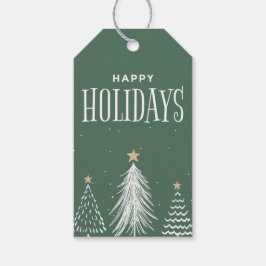 Moderne Elegante Stof Groen Prettig Vakantie Cadeaulabel