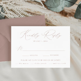 Moderne Elegante Stof Roze Maaltijdkeuze Trouwen RSVP Kaartje