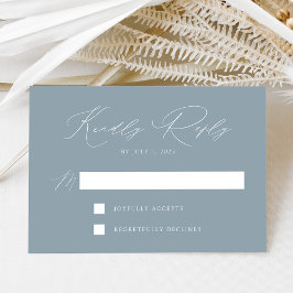 Moderne Elegante Stofblauwe Bruiloft RSVP Kaartje