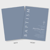 Moderne Elegante Stofblauwe Kruis Doop Kaart