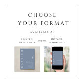 Moderne Elegante Stofblauwe Kruis Doop Kaart